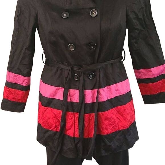 INC International Concepts Trimmed Belted Trench Coat - size Small Petite - Picture 8 of 9